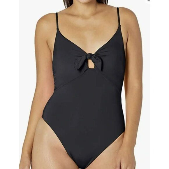 Trina Turk Size 6 Adjustable Black Knotted One Piece Swimsuit Bathing Suit NWT - Picture 1 of 9